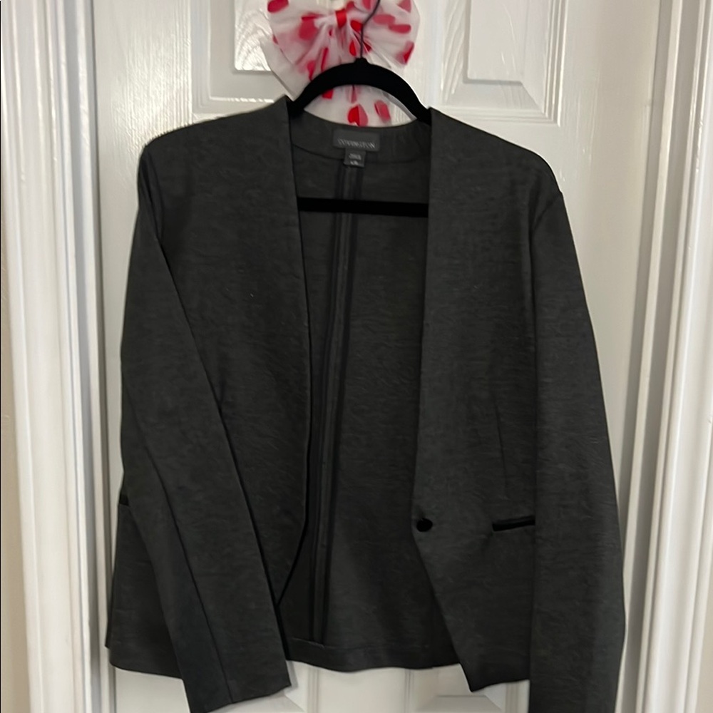 Gray Slim Fit Blazer with Notched Lapels